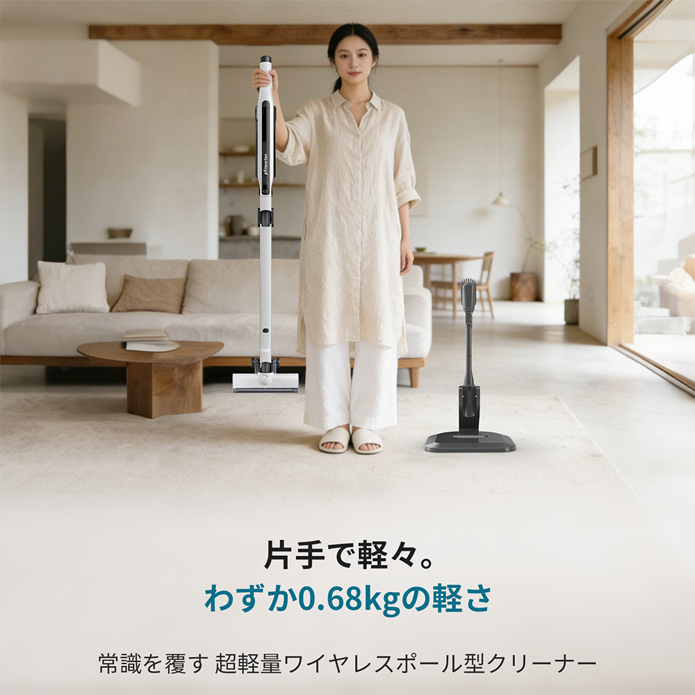 Hearten cordless flexible vacuum cleaner with brushless motor, lightweight 1.25kg, self-propelling design, and anti-tangling features.